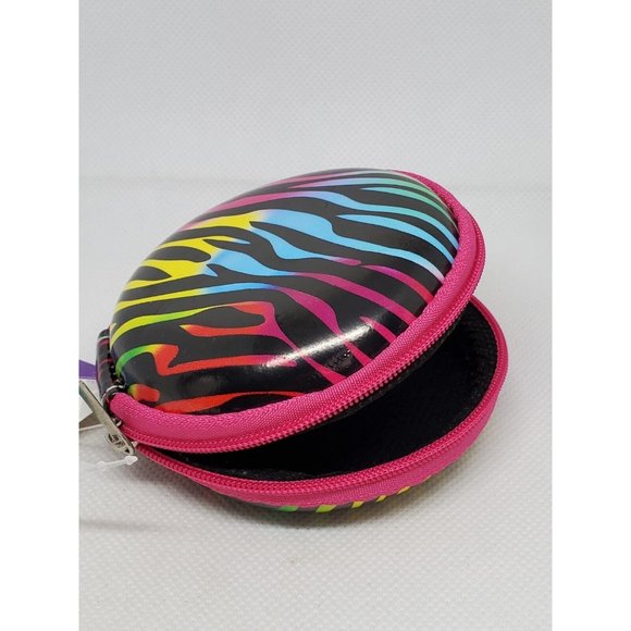 Purple Zebra Pattern Full Zip Earphone Earbud Hard Plastic Tech Case - Picture 8 of 11